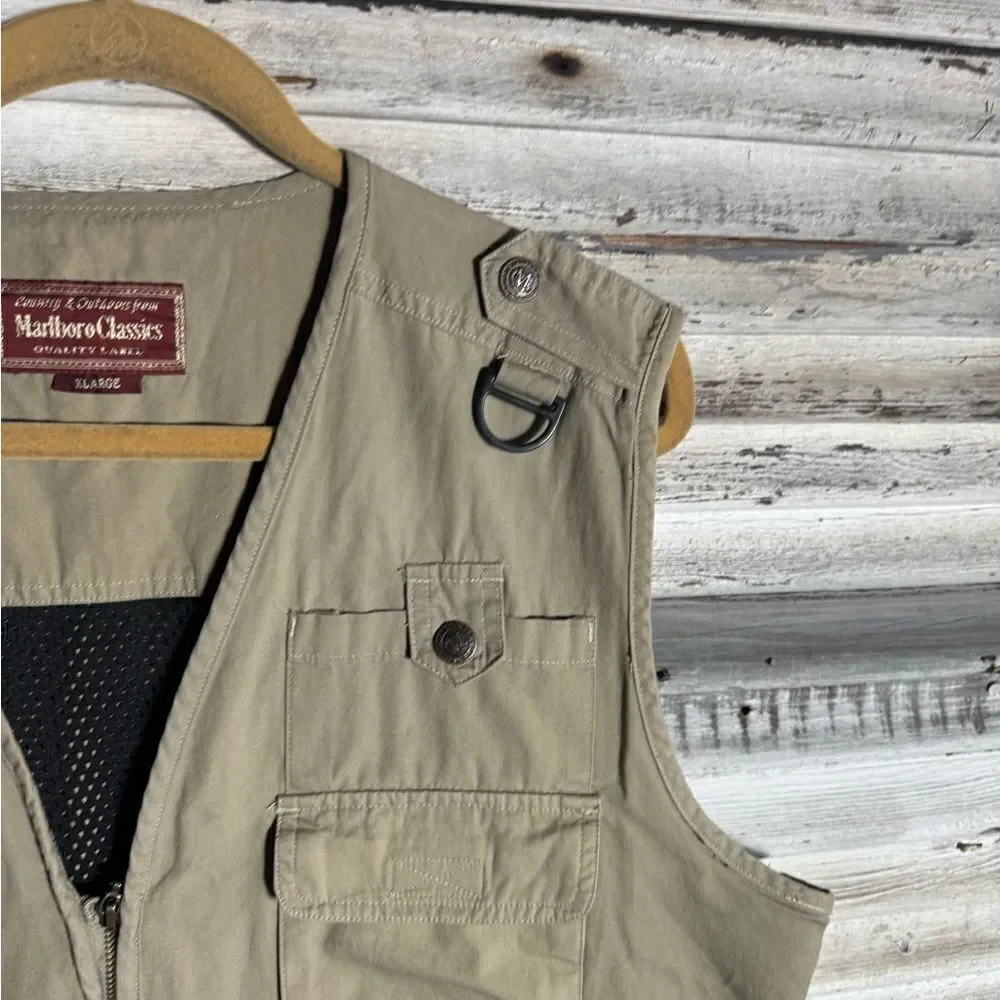 Vintage Marlboro Classics Plaid Lined Fishing Vest